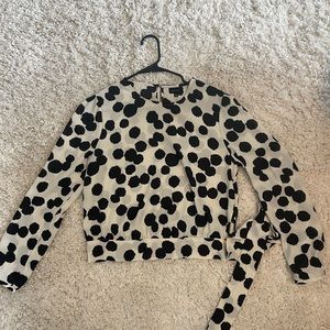 Black and White Silk Blouse